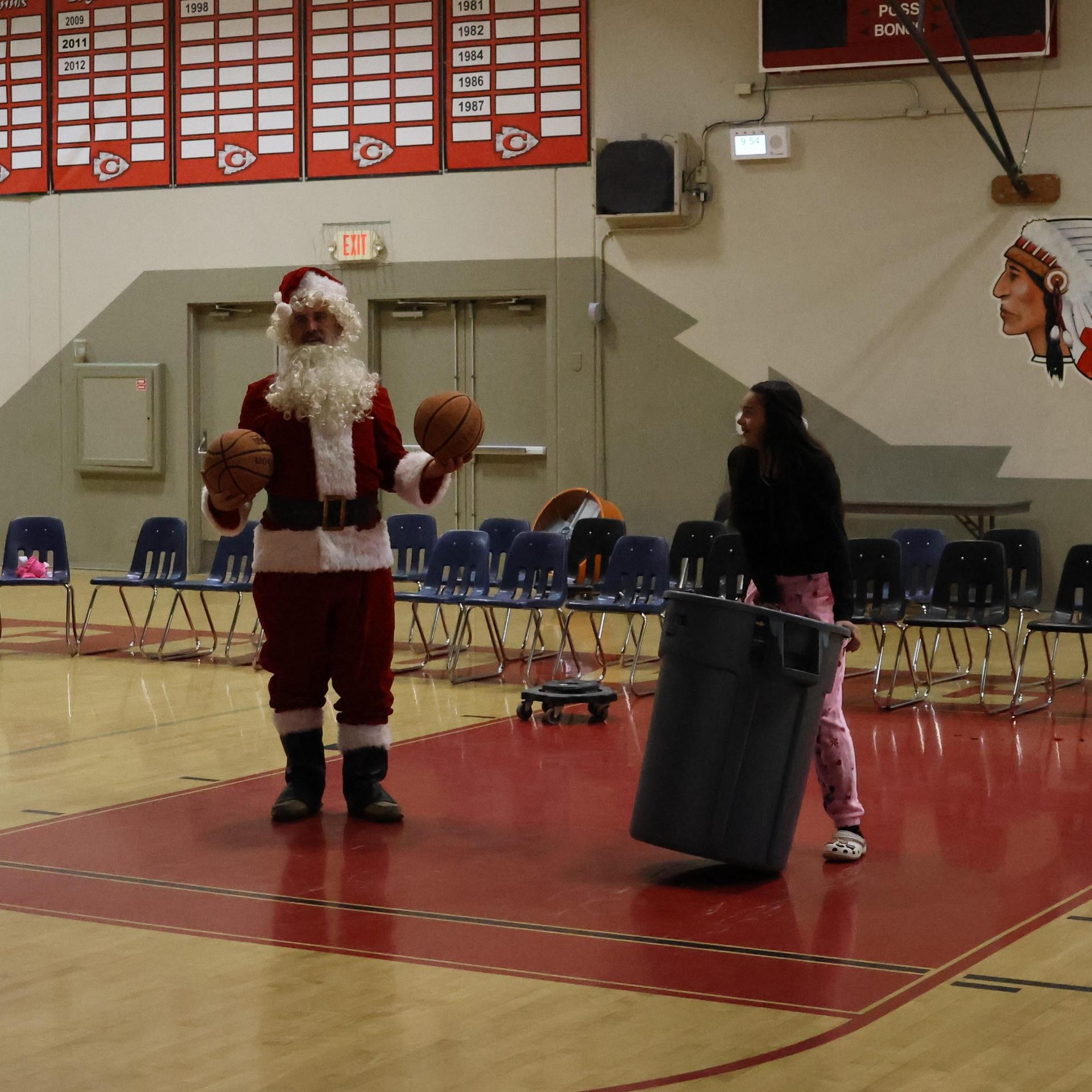 students playing jingle ball shootout