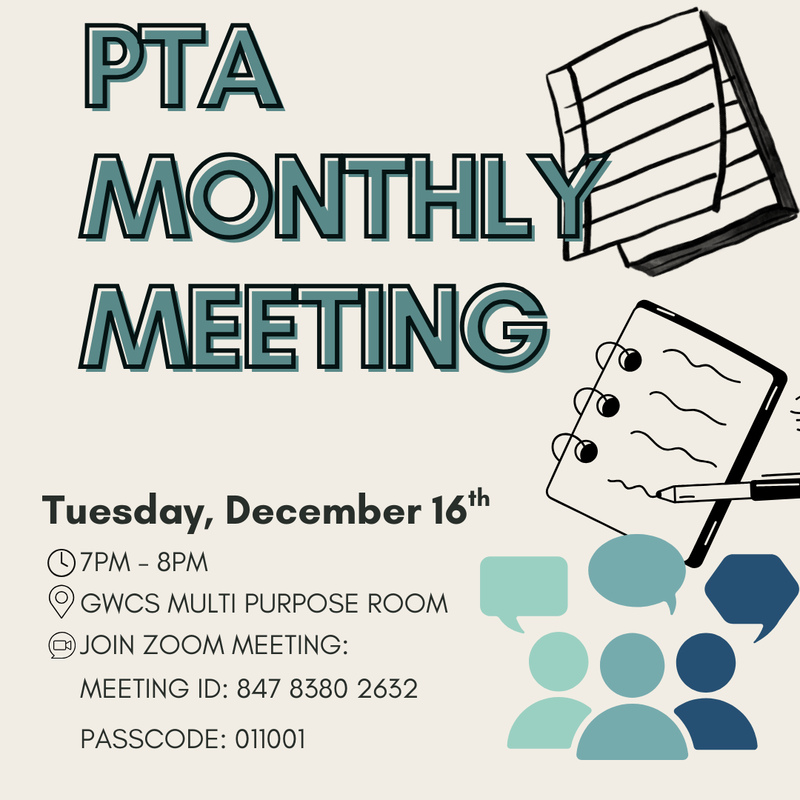 December PTA Meeting-12/16 @ 7pm Featured Photo