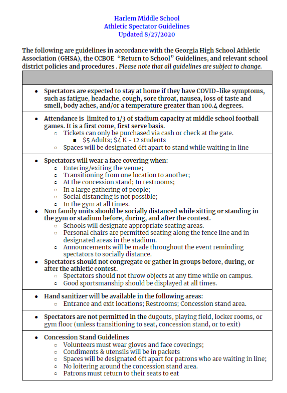 Spectator Guidelines