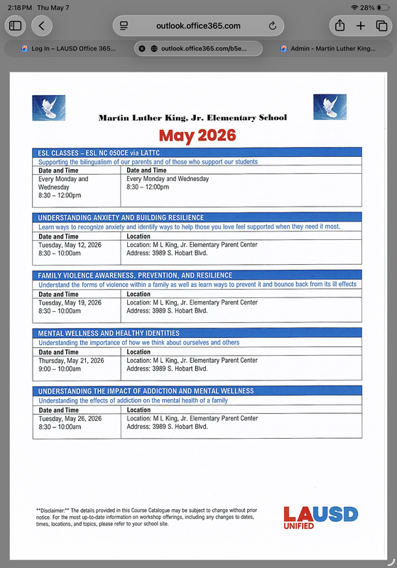 May 2026 Schedule