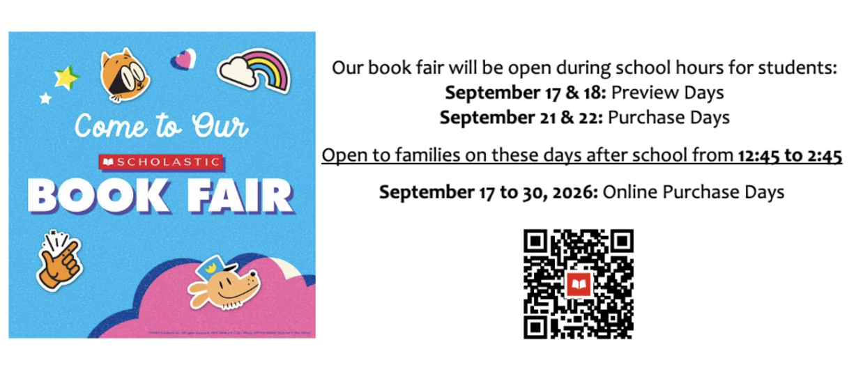 Book Fair on Sept. 17, 18, 21, & 22