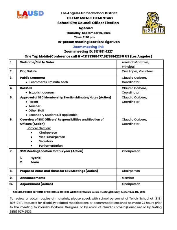 SSC Officer Election Agenda flyer