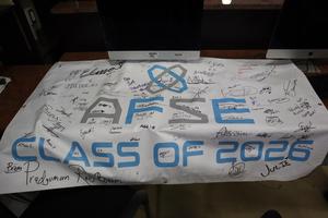 Banner signed by students celebrating the Class of 2026.
