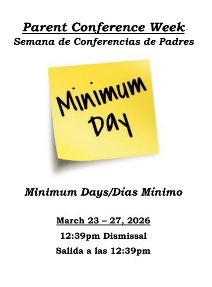 Minimum Days Parent Conference Week - Días Mínimo Semana de Conferencias de Padres