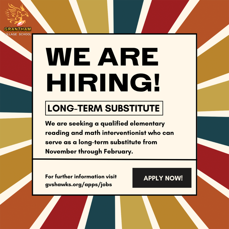Long-term substitute needed November through February
