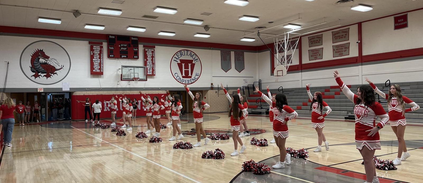 Purchase Line Cheerleaders at the pep rally