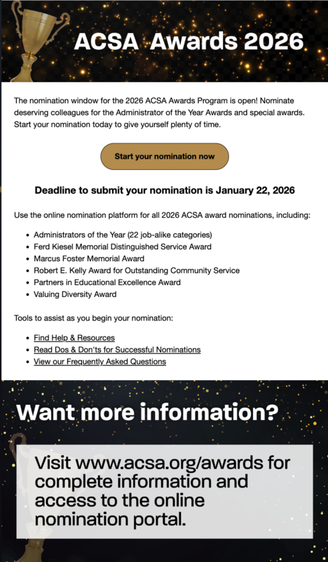 ACSA AWARDS INFORMATION