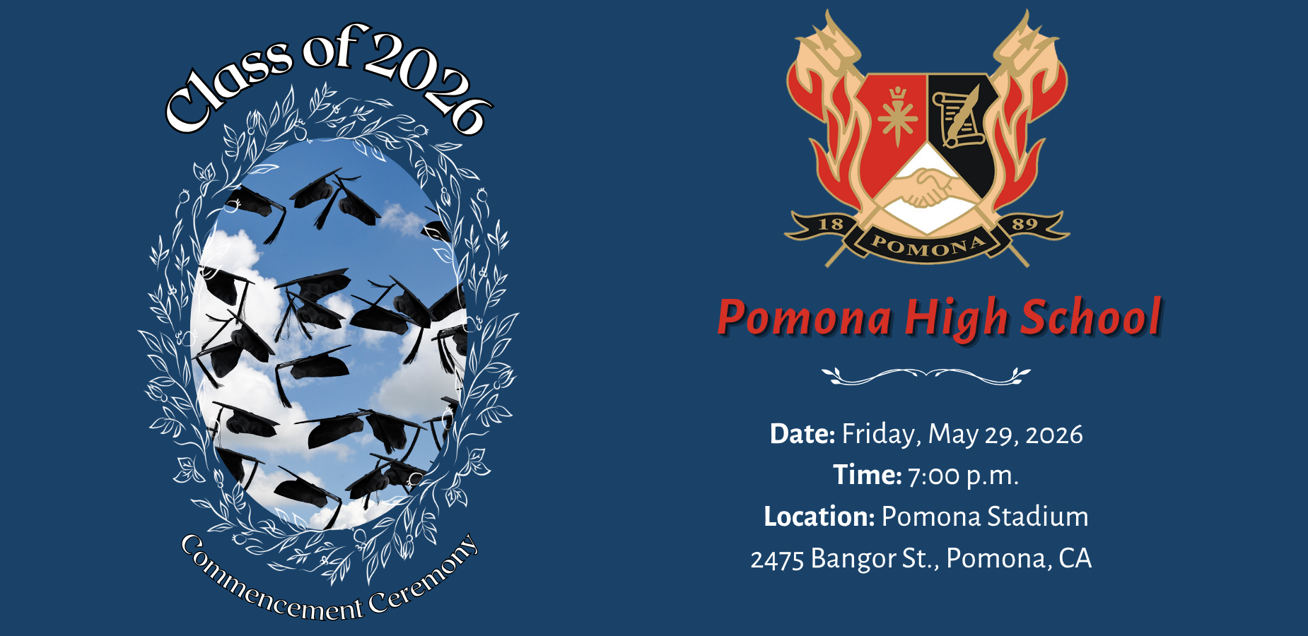 Pomona High School graduation shuffle banner