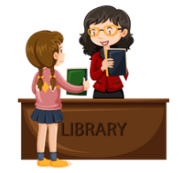 Librarian and student in library
