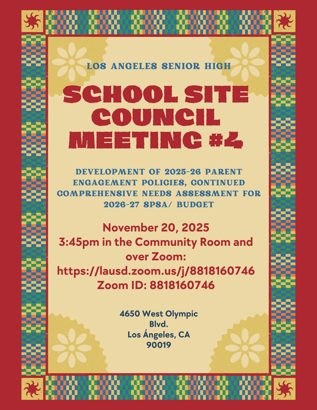 School Site Council Meeting #4 - POSTPONED - Featured Photo