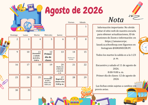 August Calendar Spanish