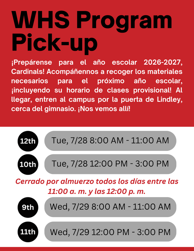 Program Pick up Schedule