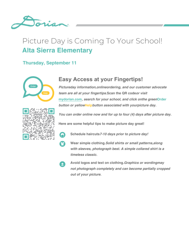 Fall Picture Day Thursday, September 11