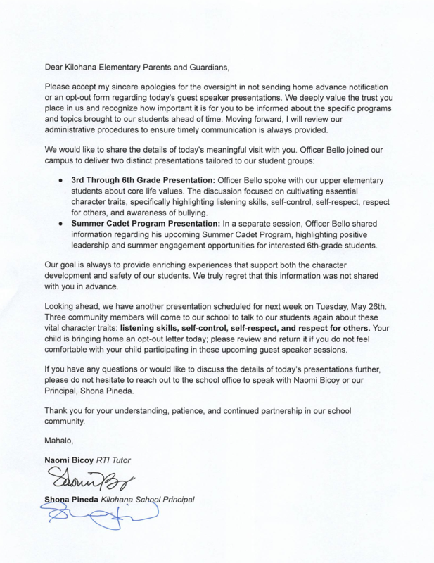 Parent Letter
