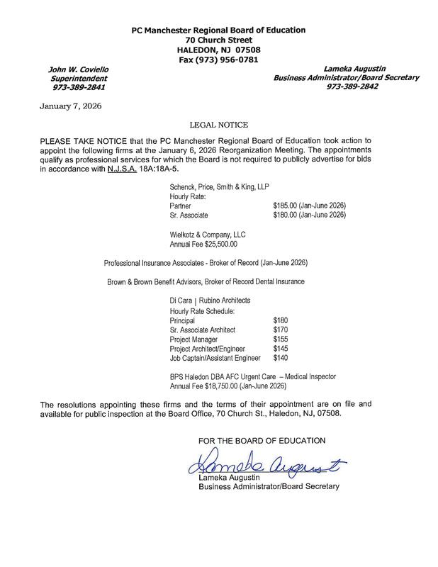 Legal Notice - Professional Services Appointments