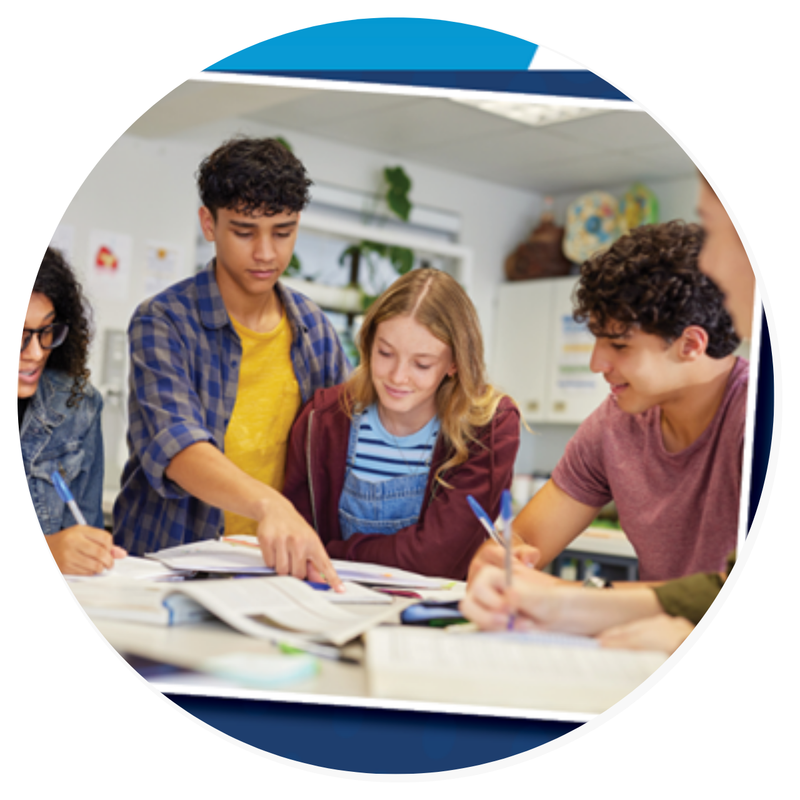 group of students working together in classroom