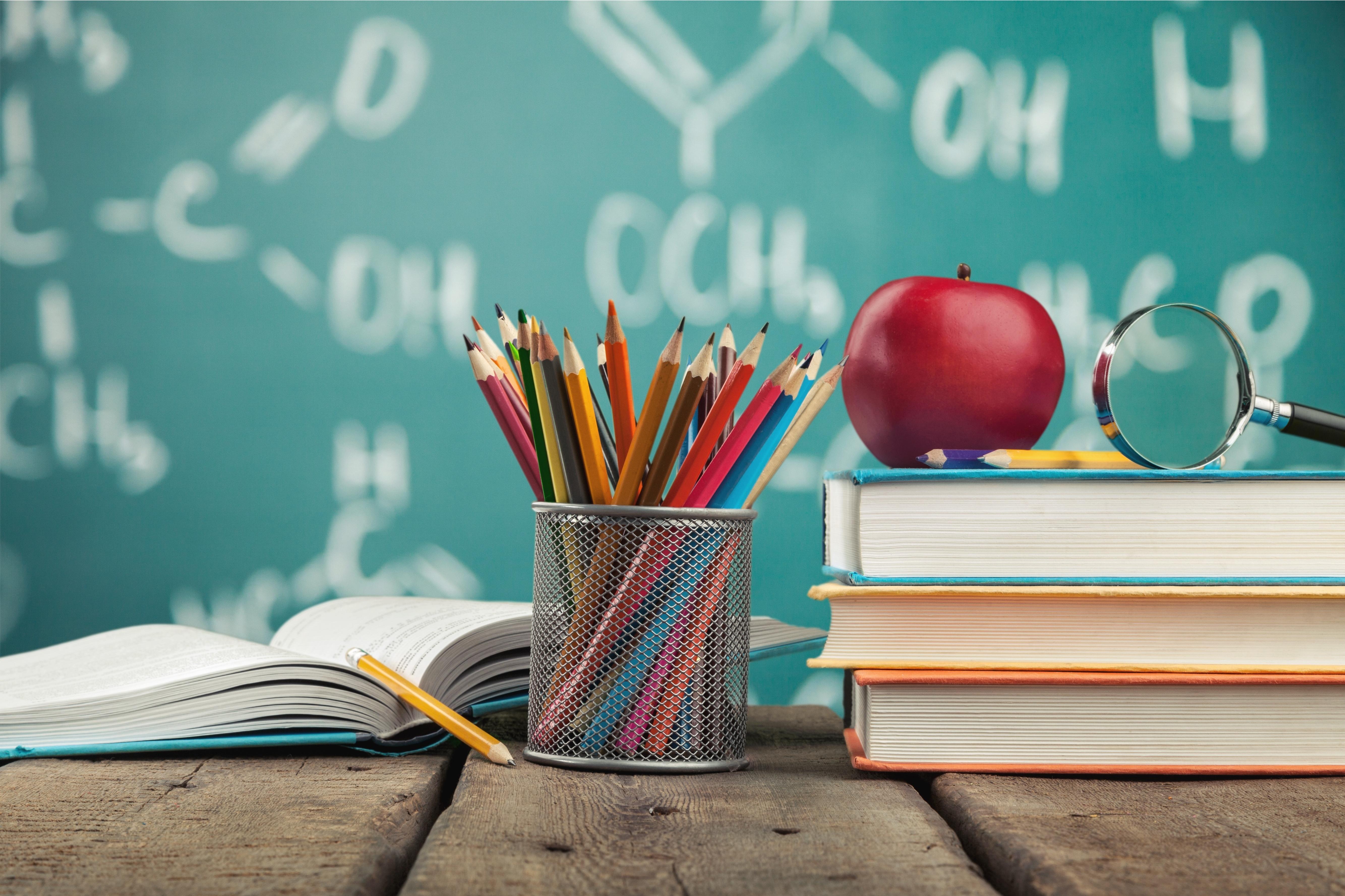 pencils and books