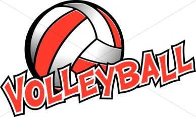 red and white volleyball with word Volleyball