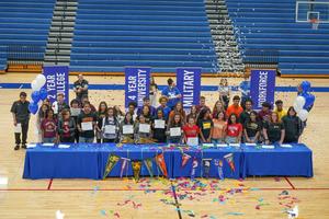 Seniors pose after announcing postsecondary plans