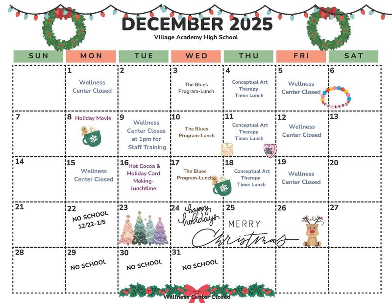 25-26 Wellness Center Calendar December 2025