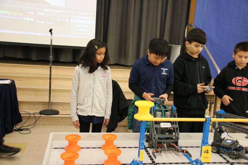 Students from Castlebay participating in a robot challenge.