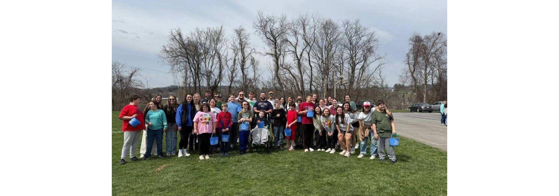 group of students and teachers outside