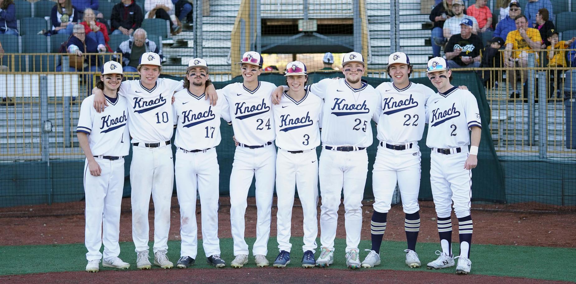 baseball senior players on field
