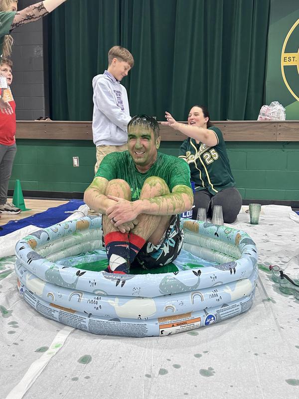 Picture of Dr. Eaton covered in slime.