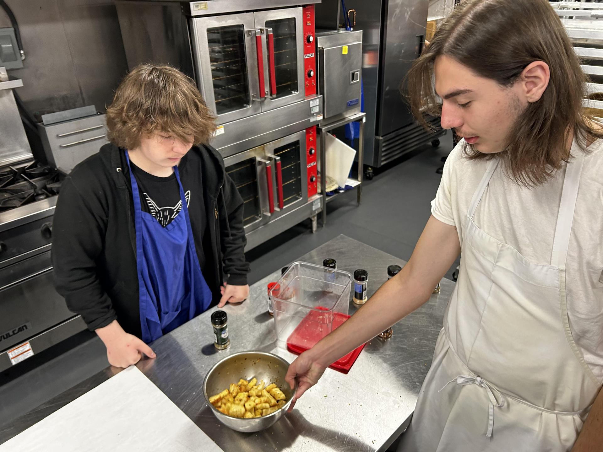 Students working in Culinary Lab