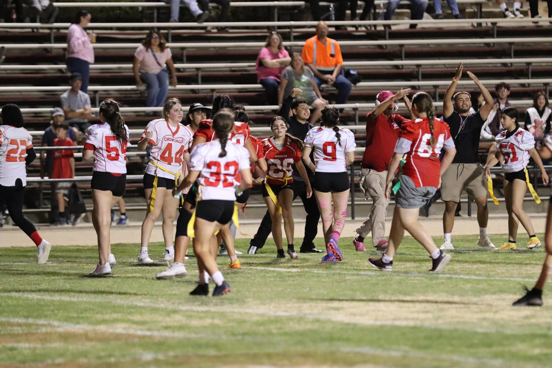 girls playing flag football