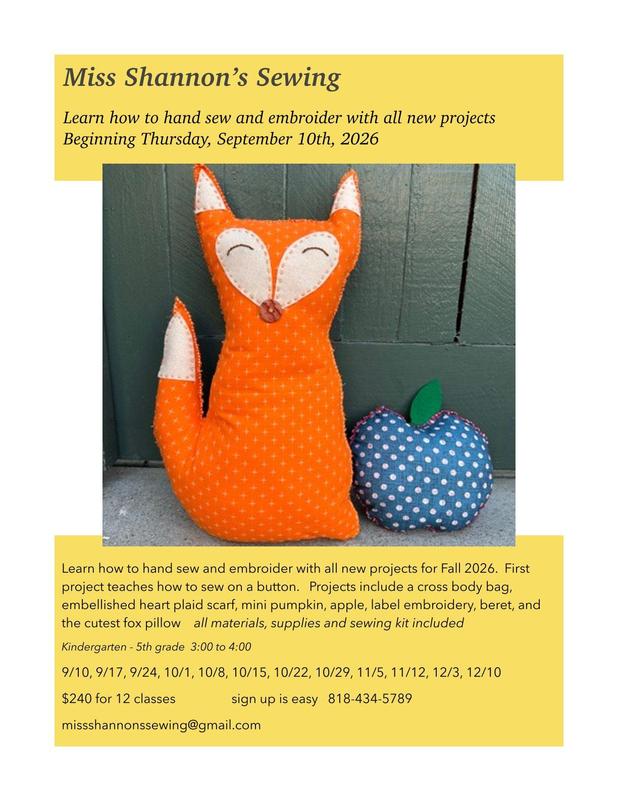 Miss Shannon's Sewing Class - Thursdays starting 9/10 Featured Photo