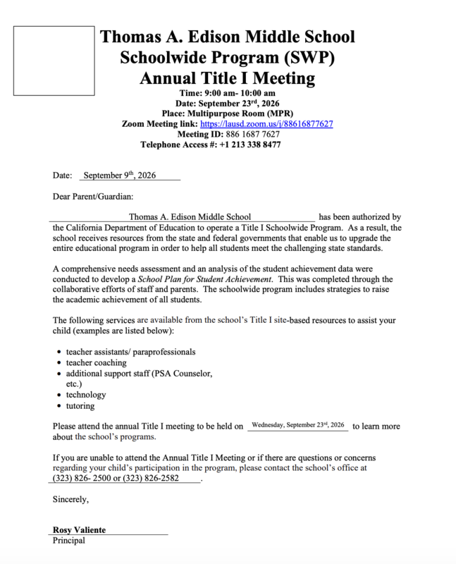 Title I Annual Meeting on 09-23-26 Featured Photo