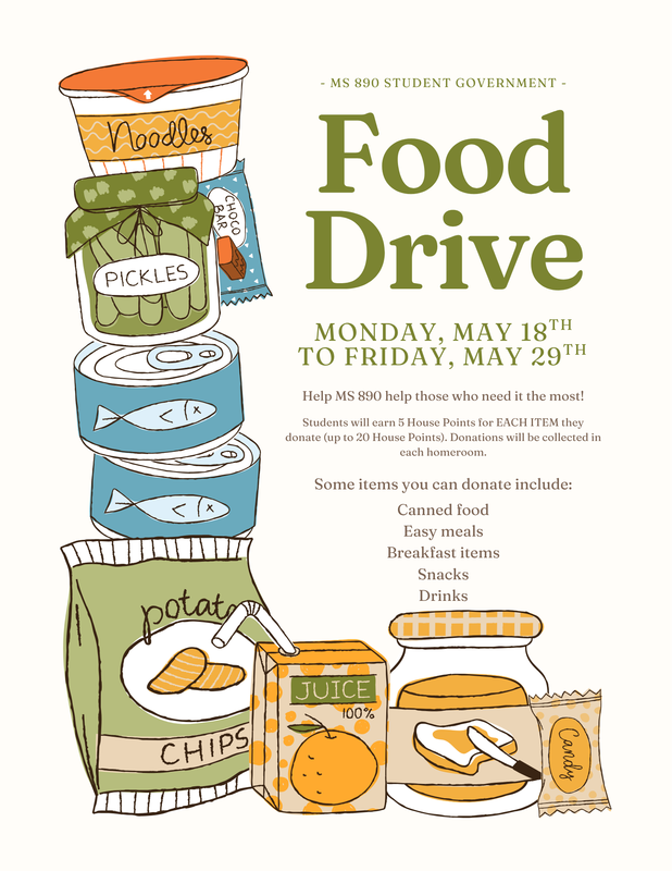 Description of food drive on flyer