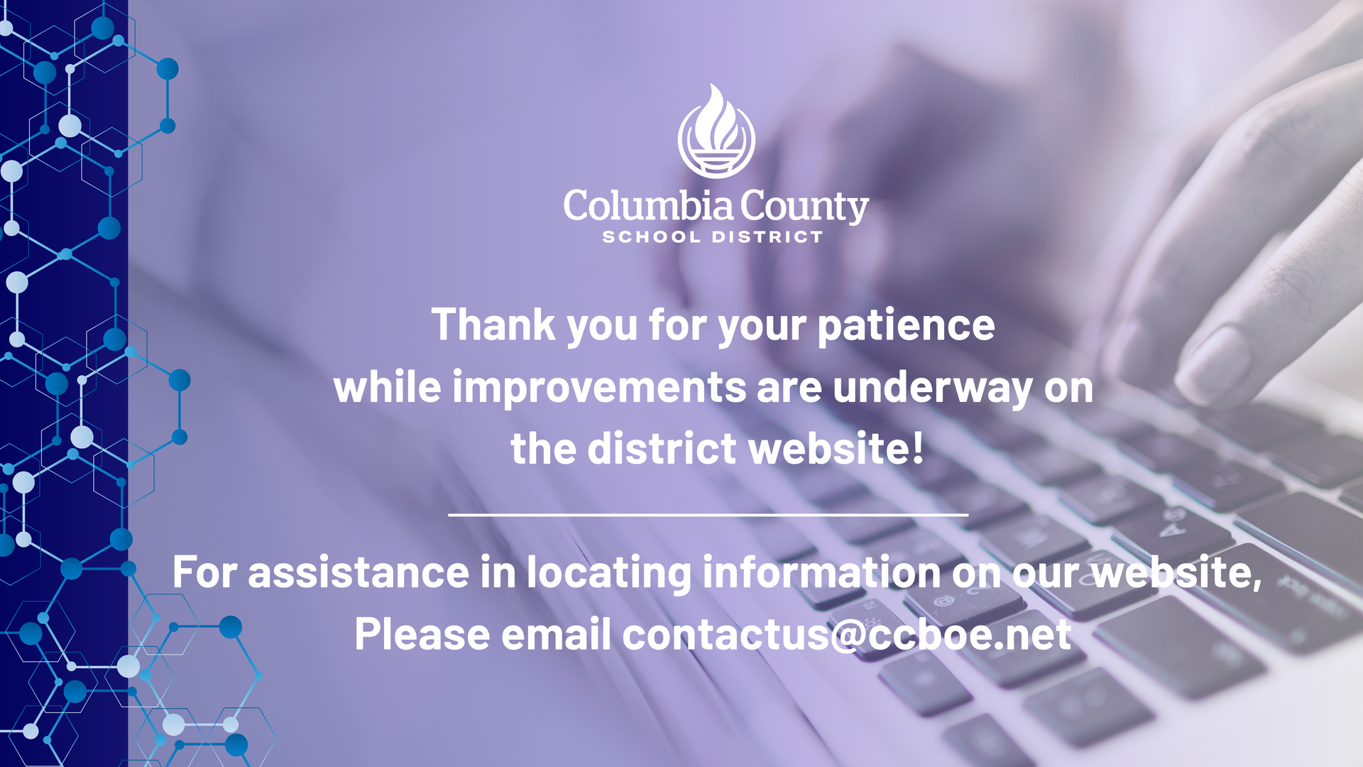 Columbia County School District announcement about website improvements.