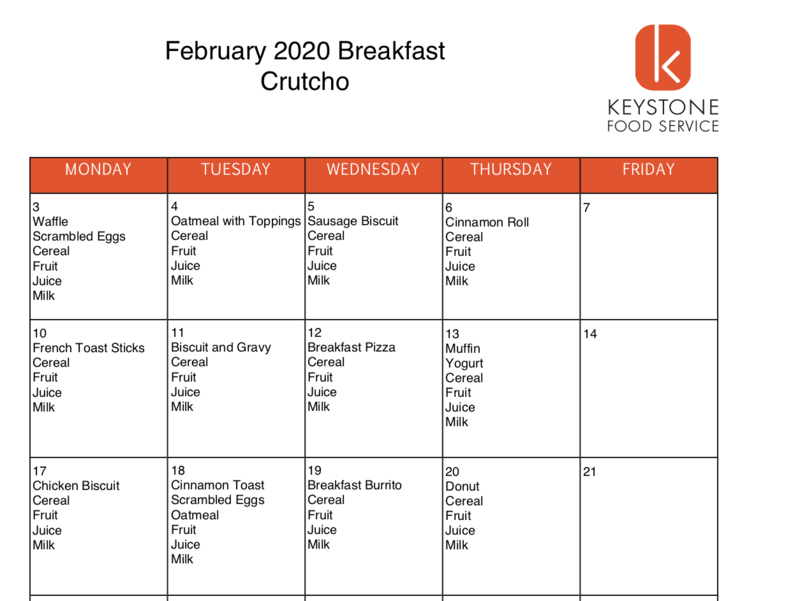 February Breakfast & Lunch Menus