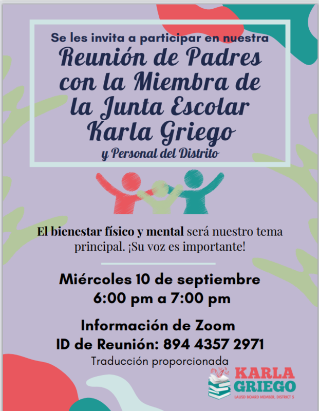 Parent Meeting with Karla Griego Spanish