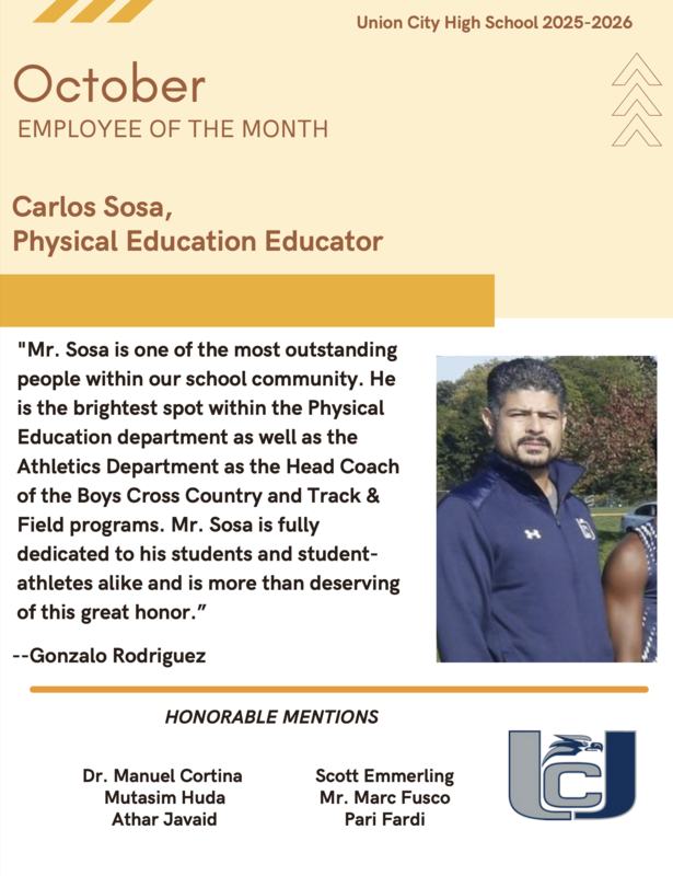 Union City High School October 2025 Employee of The Month
