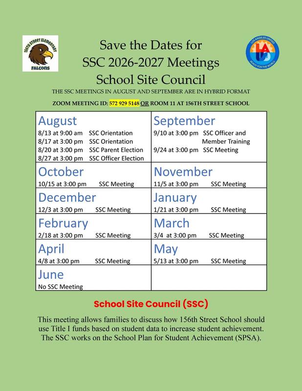 2026-2027 Save the Dates for School Site Council (SSC)