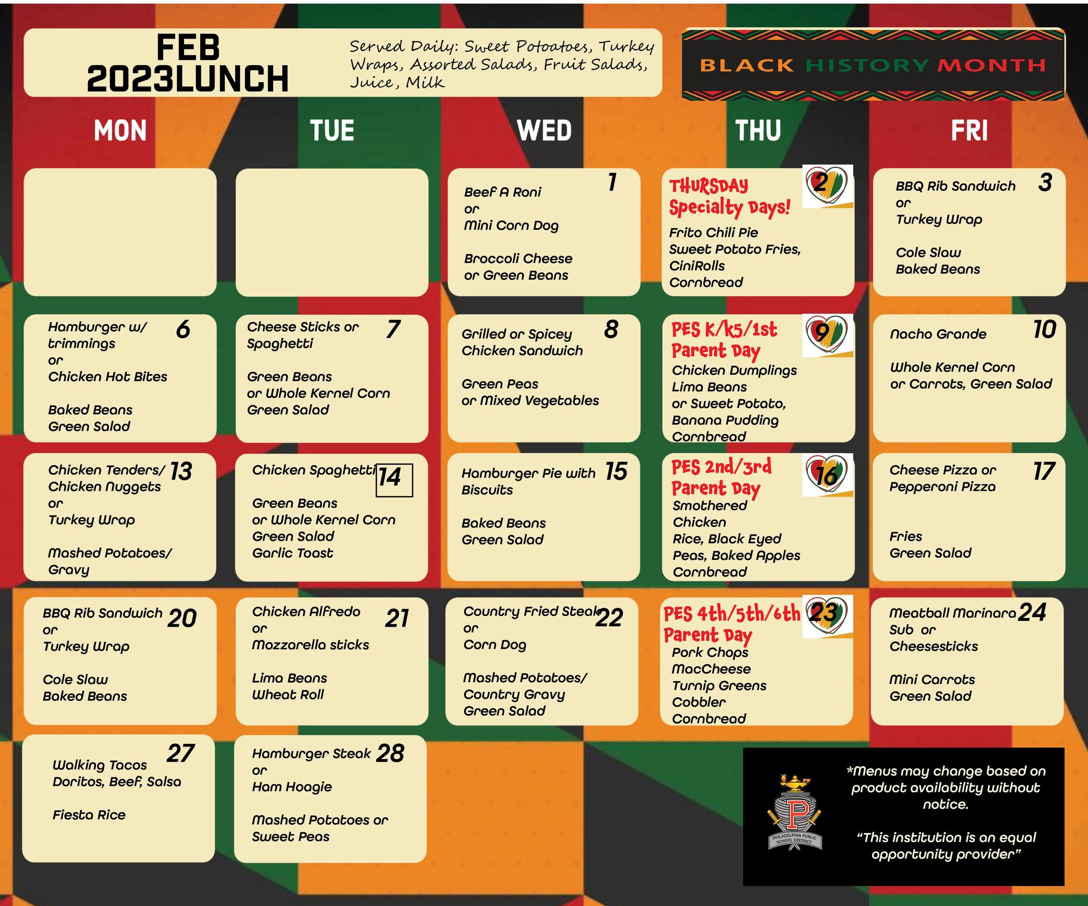 PPSD Menus PPSD Menu Philadelphia Public School District