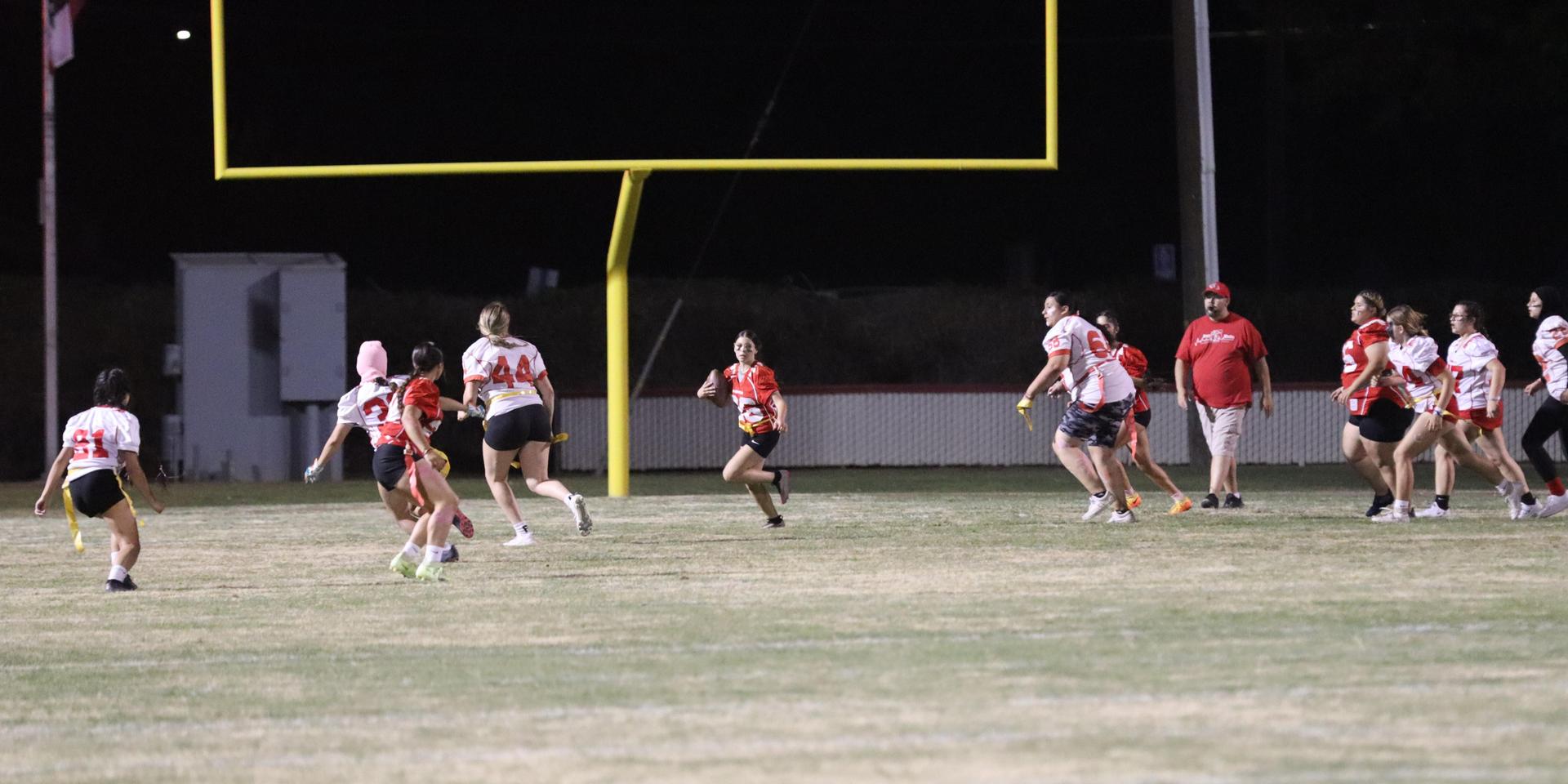 girls playing flag football