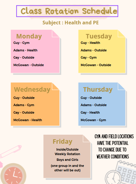 PE Rotation Schedule