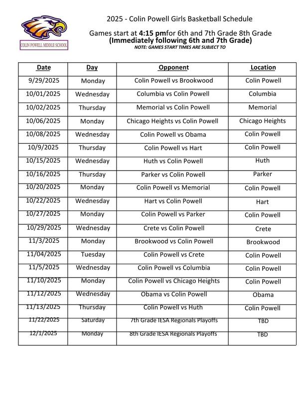 2025 Girls Basketball Schedule