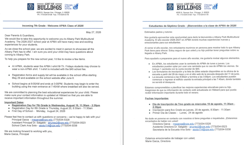 SY26-27 Incoming 7th Grade Information/ Información para Nuevos Alumnos de 7.º Grado Featured Photo