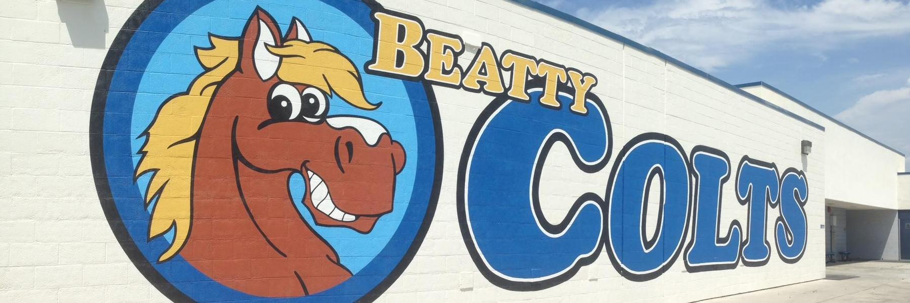 Image of Beatty Colts Mural with Gordy the Colt.