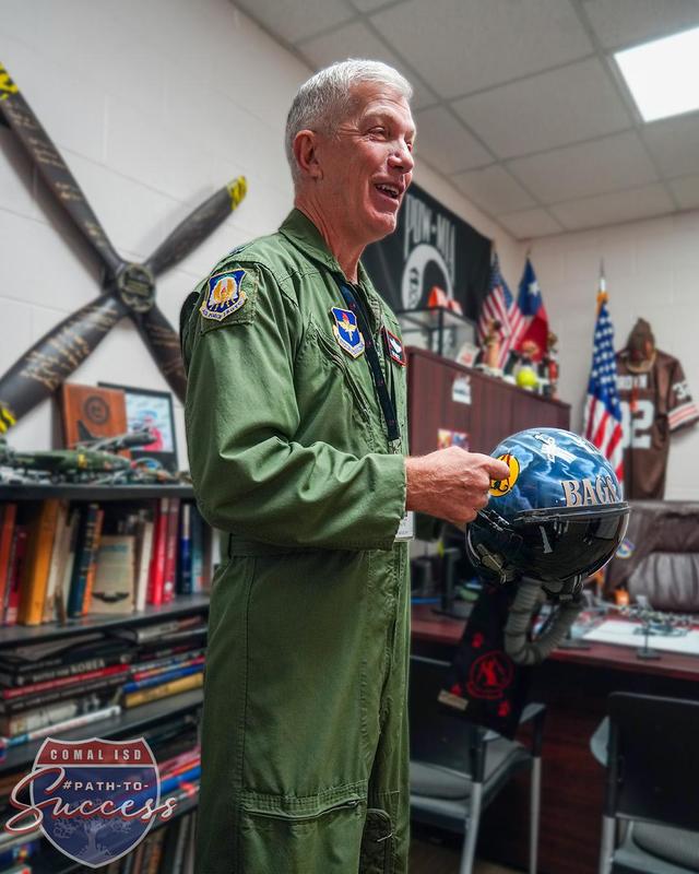 Canyon High School JROTC instructor Lieutenant Colonel Biltz in his office at Canyon High School.