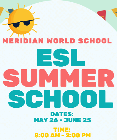 A sun wears sunglasses. ESL Summer School May 26-June 25