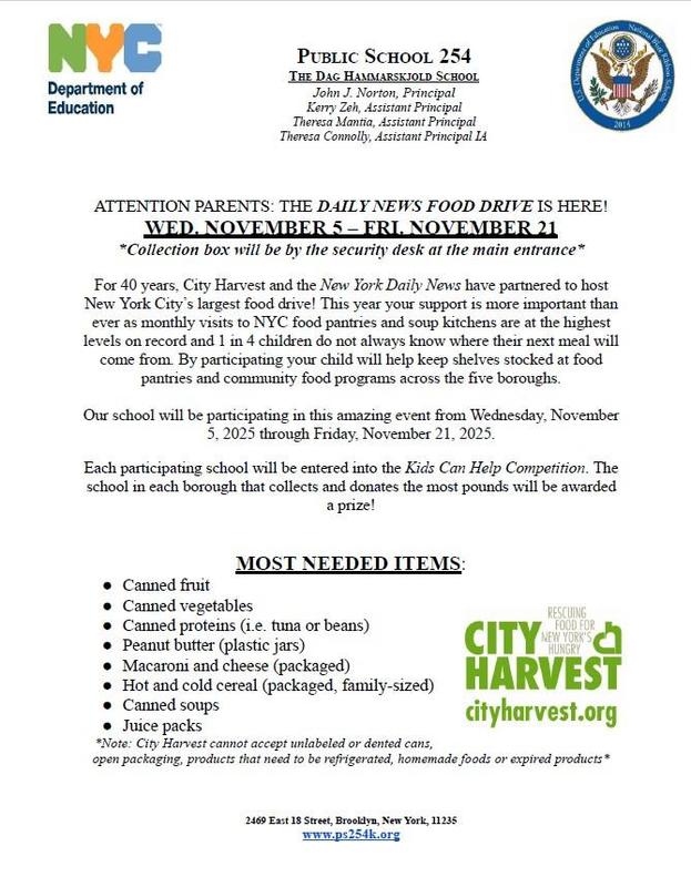 Student Council City Harvest Food Drive