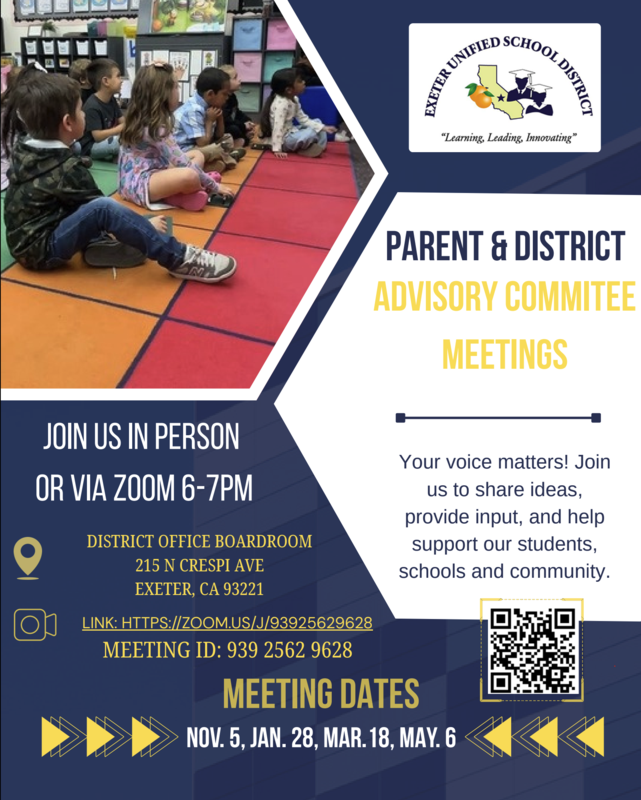 District Advisory Committee meeting flyer