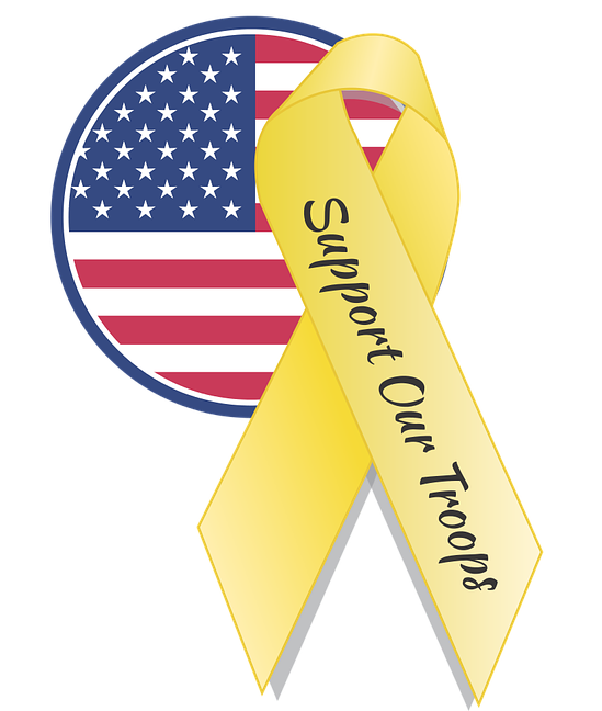 American Flag and yellow ribbon