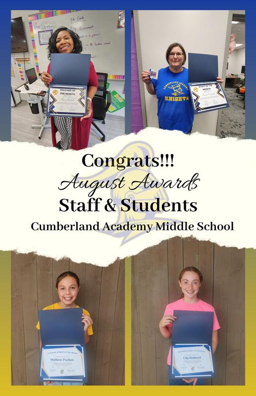 august staff / student of the month awards